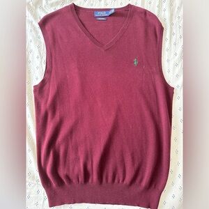 Men’s Burgundy Polo Ralph Lauren Pima cotton sweater vest size M